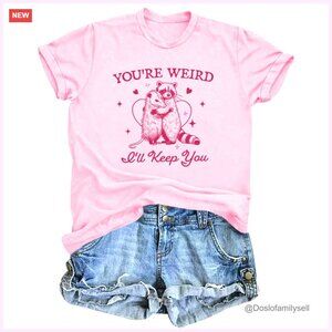 Short Sleeve Graphic Tee Cute Love Heart Print Valentine's Day Gift T-Shirt